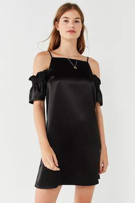 Urban Outfitters Smocked Cold-Shoulder Satin Dress