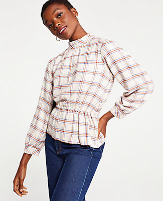 womens plaid peplum top