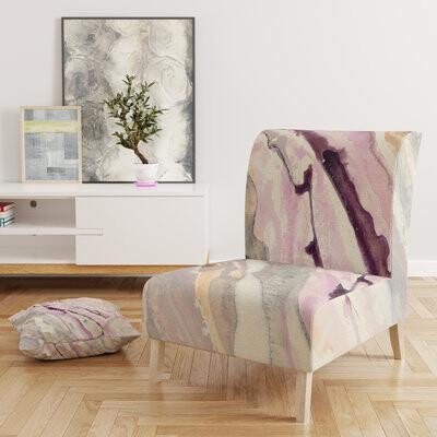 East Urban Home Shaby Pink Marble - Sleek & Chic Modern Upholstered Slipper Chair