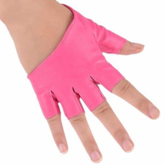 Pu Ran® Women Half Finger Leather Gloves Fingerless Mittens - White
