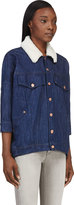 Thumbnail for your product : Band Of Outsiders Blue Shearling Collar Denim Jacket