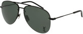 Thumbnail for your product : Saint Laurent Classic 11 Monochromatic Aviator Sunglasses, Black