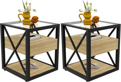 17 Stories Set Of 2 Modern End Table With Drawer
