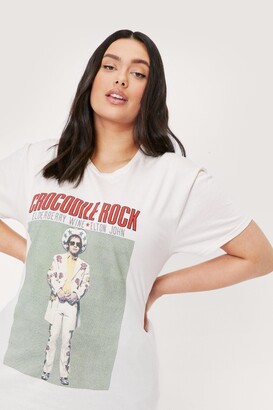 Nasty Gal Womens Plus Size Crocodile Rock Graphic T-Shirt - Beige - 18