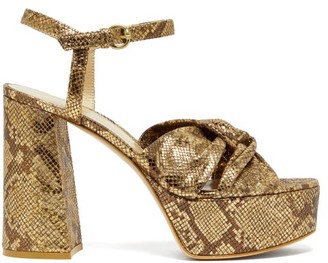 Gianvito Rossi Dallas 70 Knotted Python-effect Leather Sandals - Womens - Gold