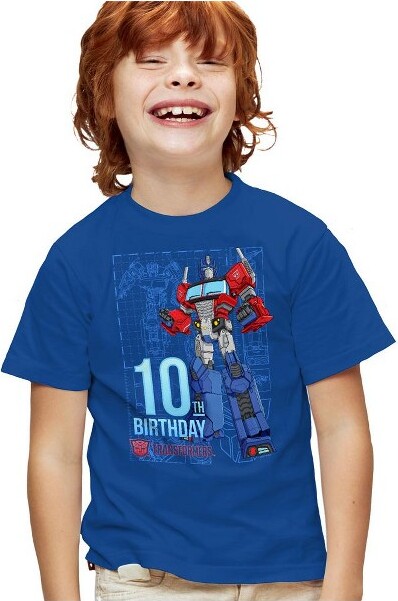 Transformers TransformersTransformers10ThBirthdayKidsTShirtForYouthRoyalBlueLarge