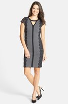 Thumbnail for your product : Laundry by Shelli Segal Lace Trim Ponte Sheath Dress