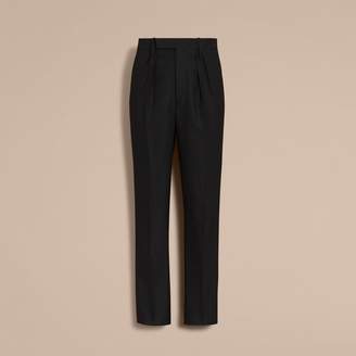 Burberry English Wool Mohair High-waist Tailored Trousers