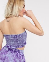 Thumbnail for your product : Collusion acid wash shirred bandeau top in blue