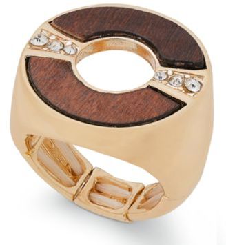 Thalia Sodi Gold-Tone Crystal & Wood Stretch Ring, Created for Macy's