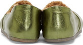 Thumbnail for your product : Maison Martin Margiela 7812 MM6 Maison Margiela Green Metallic Leather Slip-On Flats