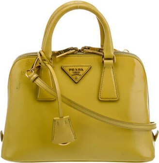 Prada Yellow Saffiano Vernice Leather Promenade Bag 1BA567 - Yoogi's Closet