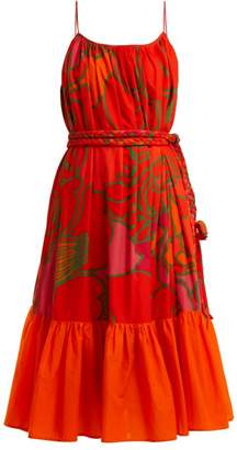 Rhode Resort Lea Floral Print Cotton Dress - Womens - Orange Print