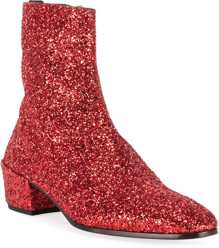 saint laurent glitter boots mens