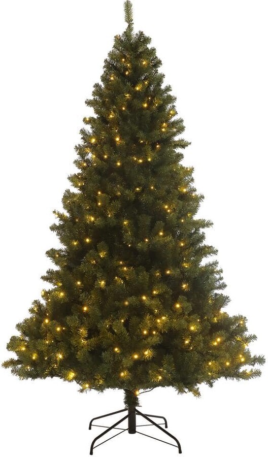Huluwat 7.5 ft. Green Prelit Artificial Christmas Tree with 400 Pre-strung Led Lights Foldable Stand