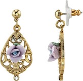 Thumbnail for your product : 1928 Porcelain Rose & Simulated Crystal Drop Earrings