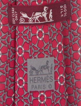 Hermes Horsebit Print Silk Tie