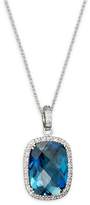 Thumbnail for your product : Bloomingdale's London Blue Topaz Cushion and Diamond Necklace in 14K White Gold, 16" - 100% Exclusive