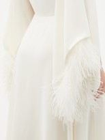 Thumbnail for your product : Valentino Feather-trimmed Silk-georgette Midi Dress - Ivory