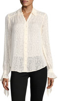 Thumbnail for your product : Paige Emberly Button-Front Leopard-Jacquard Silk Blouse