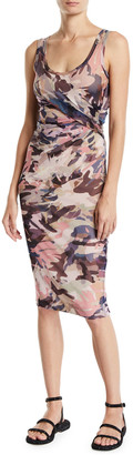 Fuzzi Camouflage Scoop-Neck Fitted Tank Dress