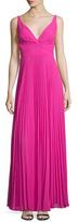 Thumbnail for your product : Laundry by Shelli Segal Sleeveless V-Neck Plisse Gown, Electric Pink