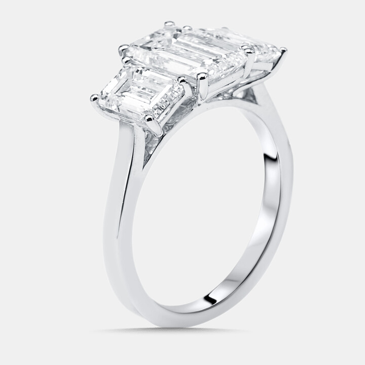 The Diamond Edit 4 cts Emerald Lab Grown Diamonds 14k White Gold Ring Size 51