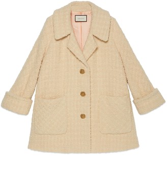 white boucle coat