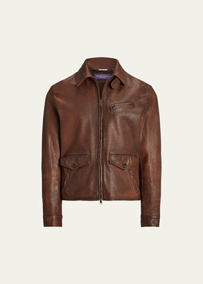 Ralph Lauren Purple Label Men's Hugh Leather Newsboy Jacket