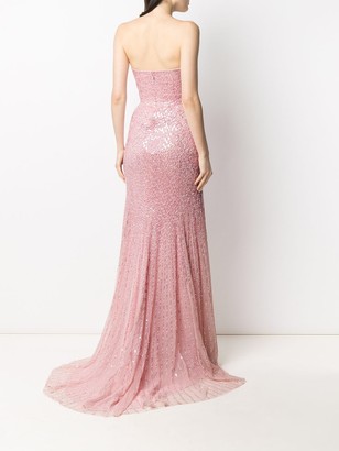 Jenny Packham Sequin-Embellished Strapless Gown
