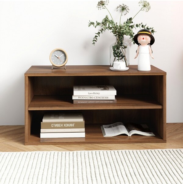 GDFStudioLarrickModernStorageSideboardCabinetwithOpenShelvesWalnut