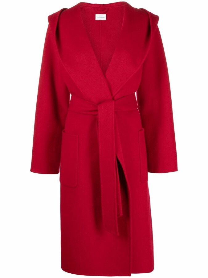 red wool belted coat