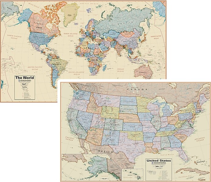 Waypoint Geographic WaypointGeographic Hemispheres Boardroom Laminated Maps, 2/Pack (HMBR2PK)