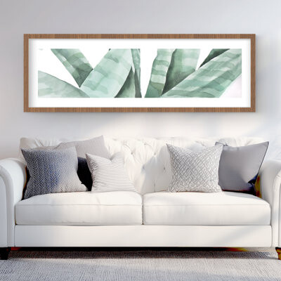 Lark Manor Watercolor Striped Desert Plant - Cactus Neo Mint Print