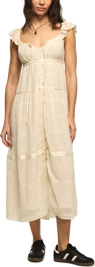 Lucky Brand Women's Sweetheart Neck Tiered Midi Dress