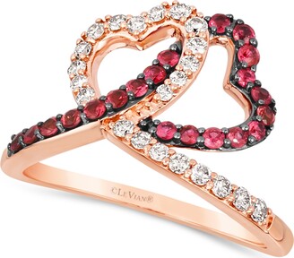 LeVian Passion Ruby (3/8 ct. t.w.) & Nude Diamond (1/3 ct. t.w.) Interlocking Hearts Ring in 14k Rose Gold