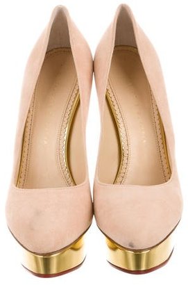 Charlotte Olympia Suede Dolly Platform Pumps