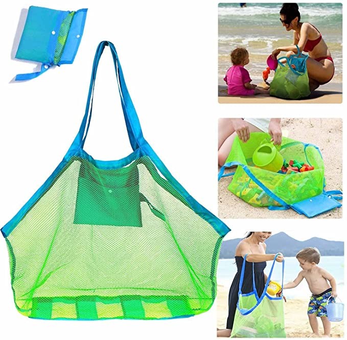 SupMLC Mesh Beach Bag Extra Large Beach Bags and Totes Tote Backpack Toys Towels Sand Away for Holding Beach Toys Children’ Toys Market Grocery Picnic Tote