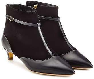 Rupert Sanderson Leather and Stretch Fabric Dawn Booties