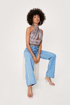 Thumbnail for your product : Nasty Gal Womens Striped Cut Out Halter Crop Top - Red - 10