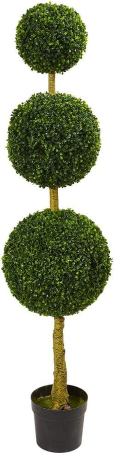 5.5 ft. UV Resistant Indoor/Outdoor Triple Ball Boxwood Artificial Topiary Tree