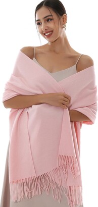 RIIQIICHY Ladies Pink Scarf Pashmina Shawls and Wraps for Wedding Scarfs for Women Winter Warm