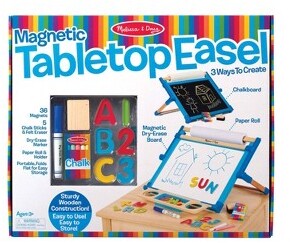 Melissa & Doug Double-Sided Magnetic Tabletop Art Easel - Dry-Erase Board and Chalkboard