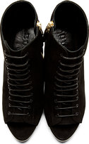 Thumbnail for your product : Burberry Black Suede Open-Toe Ankle Boots