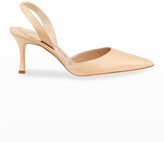 Thumbnail for your product : Manolo Blahnik Carolyne Leather Mid-Heel Halter Pumps