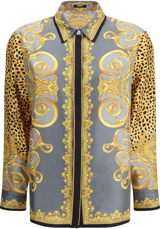 Versace Silk Cheetah Foulard Women's Shirt