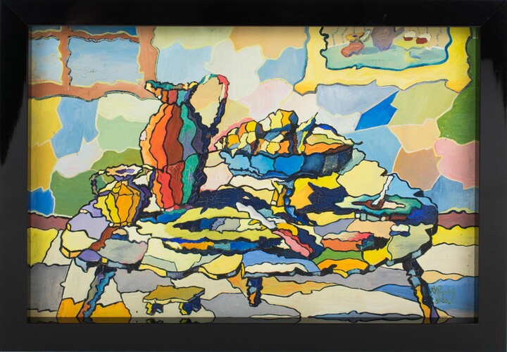 A. Rigollot, Kaleidoscope Abstract Still Life Post-Cubist Oil Painting by A. Rigollot, 1960