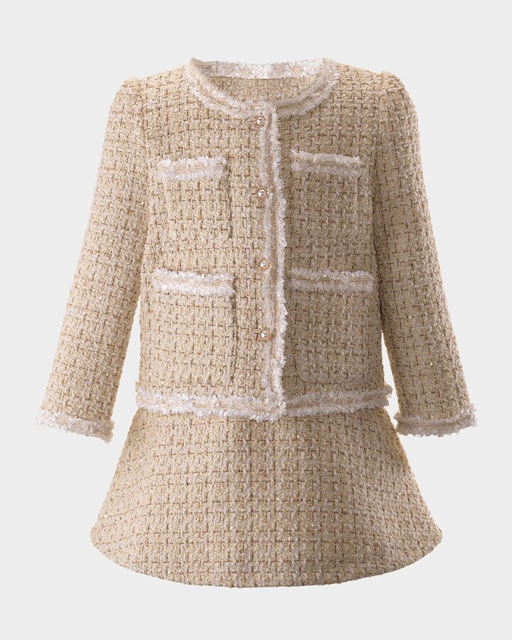 Rachel Riley Girl's Tweed Jacket And Skirt Set, Size 2-14