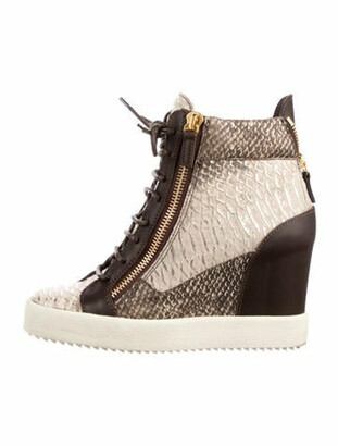 snakeskin wedge sneakers