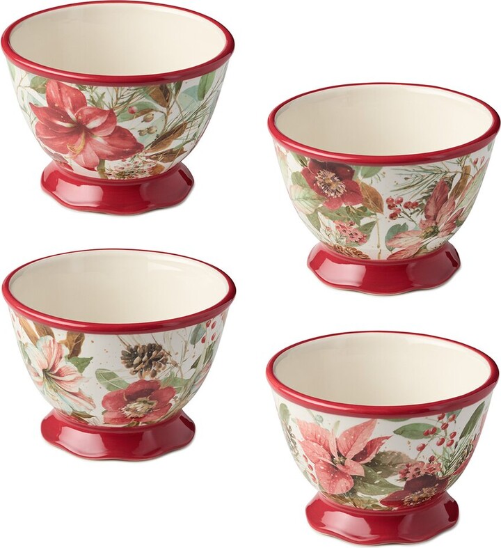 Certified International Winter Blooms Set Of 4 Ice Cream Bowls